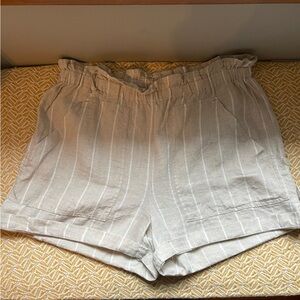 Sanctuary Women's Linen Tan Striped Shorts Sz Large